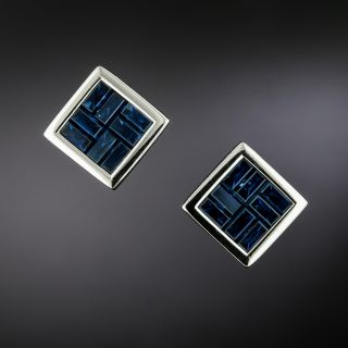 Geometric Sapphire Baguette Earrings - 1