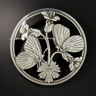 Georg Jensen Butterfly and Floral Brooch 