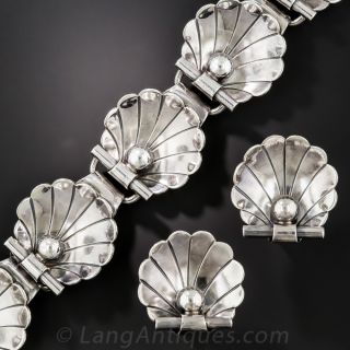 Georg Jensen Scallop Shell Bracelet and Earrings