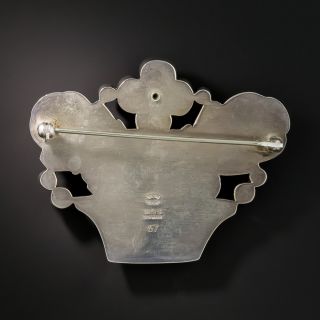 Georg Jensen Silver Multi-Gem Flower Basket Brooch #67