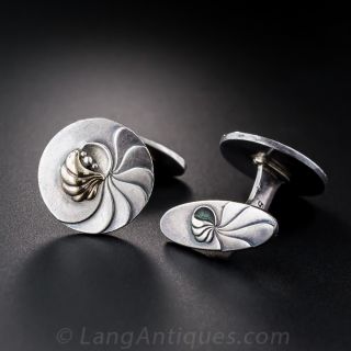 Georg Jensen Sterling Silver and Rose Gold Cufflinks