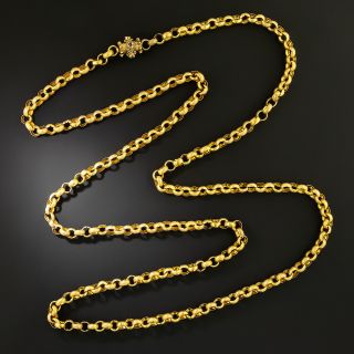 Georgian 18K Gold Link Chain Necklace, 45 Inches - 2