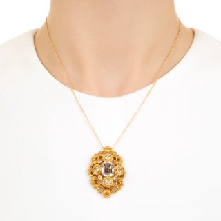 Georgian Amethyst and Chrysoberyl Pendant