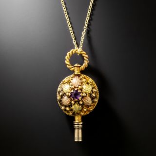 Georgian Amethyst Watch Key Pendant - 4