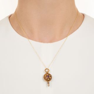Georgian Amethyst Watch Key Pendant
