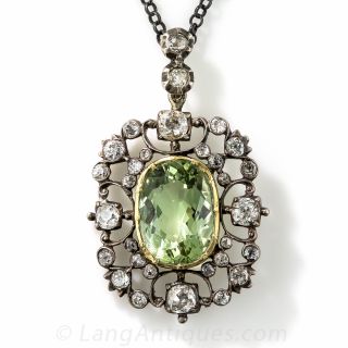 Georgian Antique Green Beryl and Diamond Pendant - 2