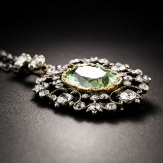 Georgian Antique Green Beryl and Diamond Pendant