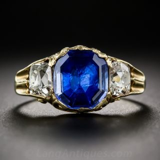 Georgian Antique Sapphire and Diamond Ring