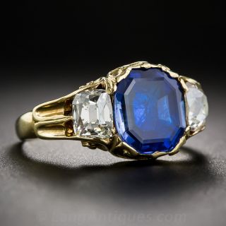 Georgian Antique Sapphire and Diamond Ring