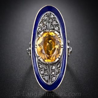  Georgian Citrine and Rose-Cut Diamond Ring 