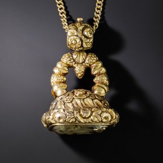 Georgian Citrine Fob Pendant Necklace  - 2