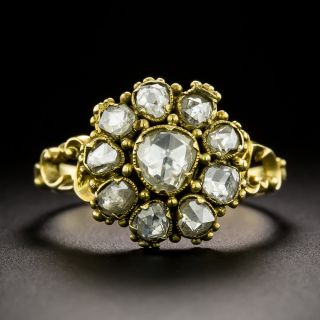 Georgian Diamond Cluster, Glass Backed Locket Ring - 2
