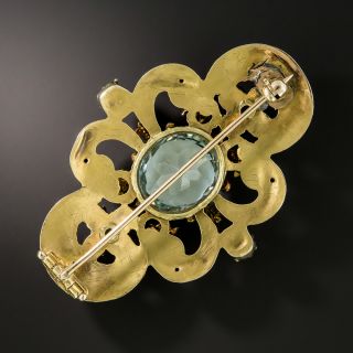 Georgian/Early-Victorian Aquamarine, Ruby and Enamel Brooch