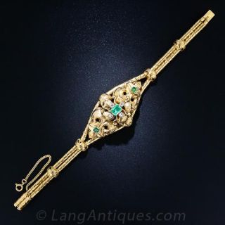 Georgian Emerald and Diamond Bracelet