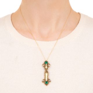 Georgian Emerald and Diamond Pendant