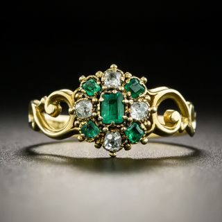 Georgian Emerald and Diamond Ring - 2