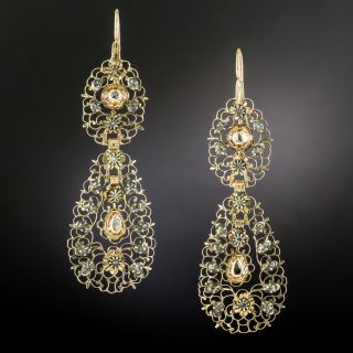 Georgian Flemish Diamond Drop Earrings - 3