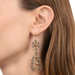 Georgian Flemish Diamond Drop Earrings