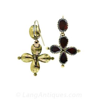 Georgian Four Leaf Garnet Earrings