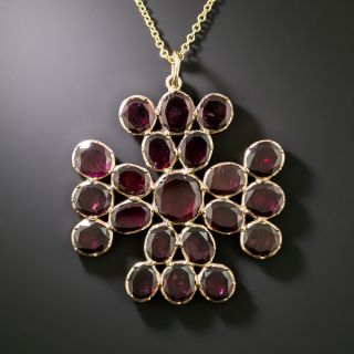 Georgian Garnet Cluster Maltese Cross Necklace - 3