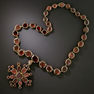 Georgian Garnet Cross Necklace  - 1