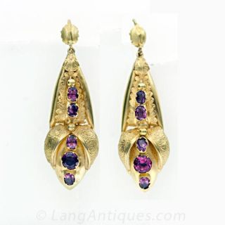 Georgian Garnet Drop Earrings 