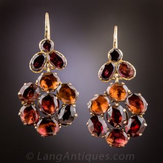 Georgian Garnet Floral Earrings