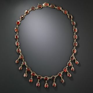 Georgian Garnet Fringe Choker Necklace - 5
