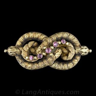 Georgian Garnet Lovers' Knot Pin - 2