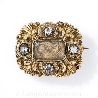 Georgian Gold and Diamond Memorial Pin-Pendant