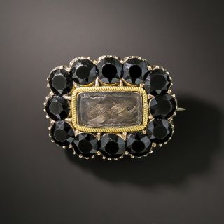 Georgian Hair and French Jet Mourning Brooch - 2
