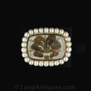 Georgian Hair   Natural Pearl Brooch c.1820 s Main View