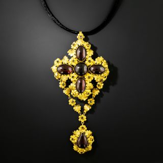 Georgian Large Garnet Cabochon Pendant/Brooch - 2