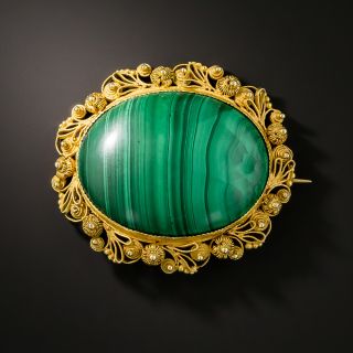 Georgian Malachite Brooch - 2