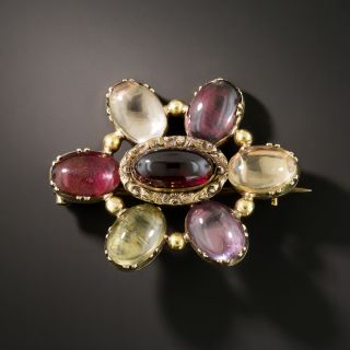 Georgian Multi-Color Garnet and Quartz Brooch - 4