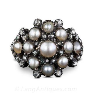 Georgian Pearl and Diamond Ring