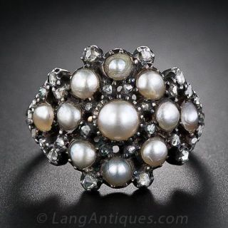 Georgian Pearl and Diamond Ring