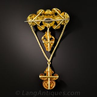 Georgian Pink Topaz and Chrysoberyl Pin