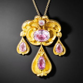 Georgian Pink Topaz Lavaliere, Circa 1840s - 2