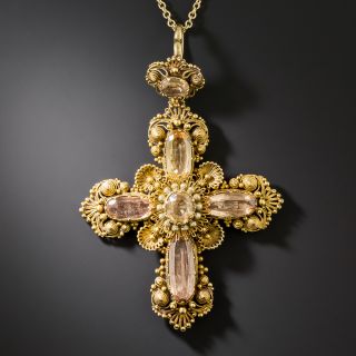 Georgian Precious Topaz Cross Necklace - 3