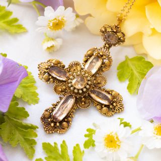Georgian Precious Topaz Cross Necklace