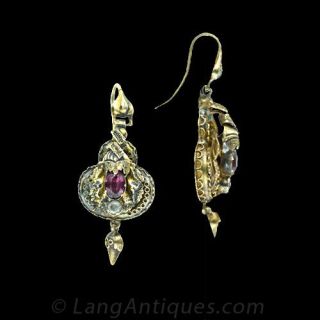 Georgian Raspberry Garnet Earrings