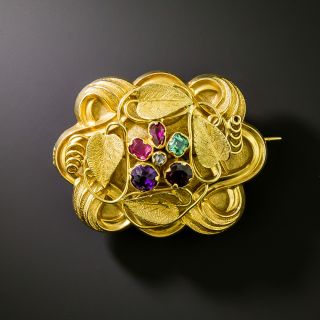 Georgian 'REGARD' Multi-Gem 18K Locket Brooch - 2