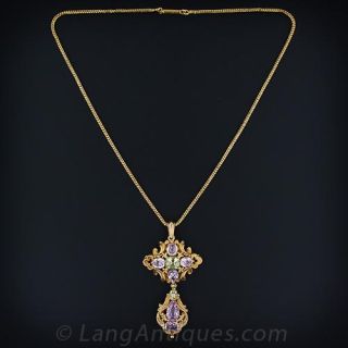 Georgian Repousse Gemstone  Pendant