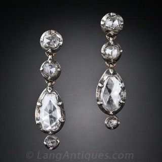 Georgian Rose-Cut Diamond Drop Earrings