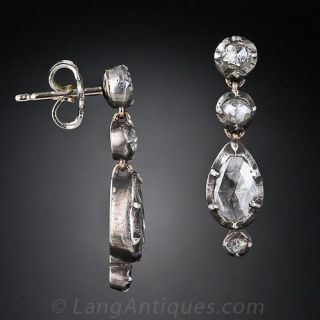 Georgian Rose-Cut Diamond Drop Earrings