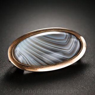 Georgian Rose Gold and Agate Pin/Pendant