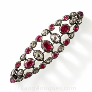 Georgian Ruby and Diamond Brooch