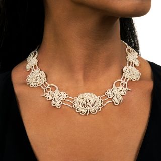 Early Victorian Seed Pearl Garland Necklace