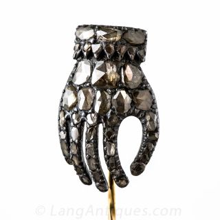 Georgian Silver and Rose-Cut Diamond Hand Stickpin - 1